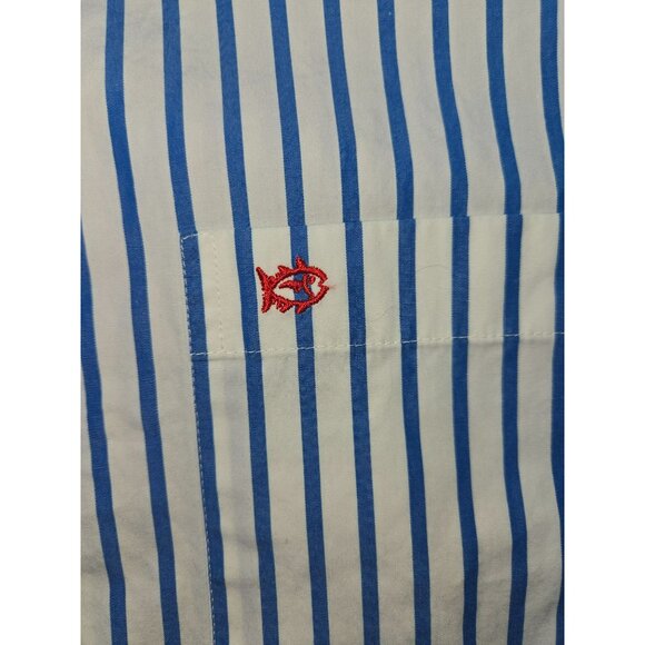 Southern Tide Mens Classic Fit Blue Striped Dress Shirt Large - Picture 6 of 8